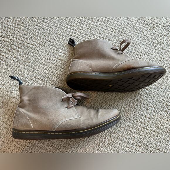 Dr. Marten's Henrie Chukka Boots Canvas Men's Size 9 Women 10 Tan Beige Lace Up - Picture 2 of 9